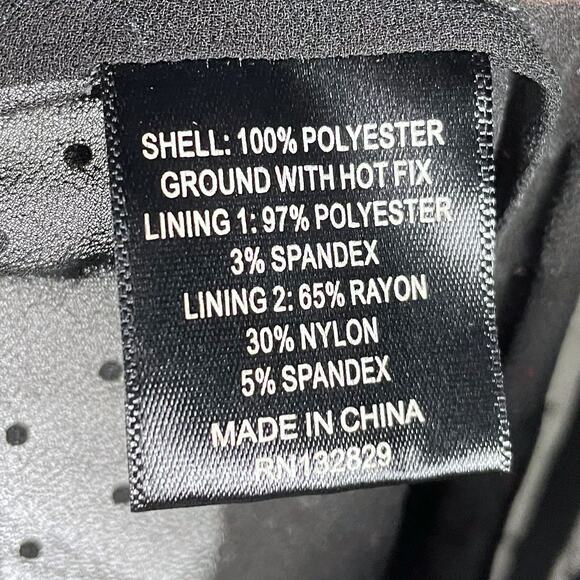 Dundas Gem Jumpsuit Black Ruby Crystal Embellished Sheer Sz S - Picture 10 of 12